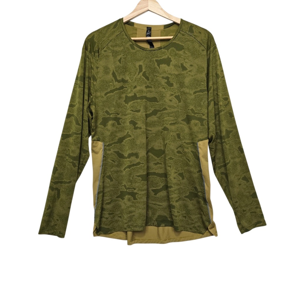 Lululemon Fast and Free Long Sleeve Shirt Olive Green Camo Running Top Large